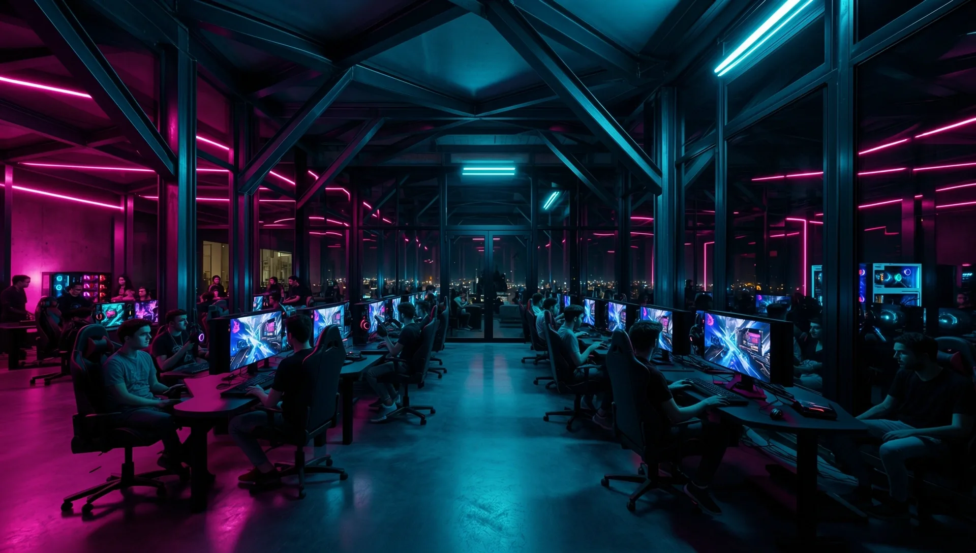 Ambiance nocturne du hub Caldora